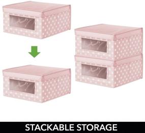 img 1 attached to 📦 Soft Stackable Fabric Closet Storage Organizer Box - Clear Window Lid, Child/Kids Room, Nursery, Playroom - Polka Dot Print - Medium Size, 2 Pack - Pink with White Dots