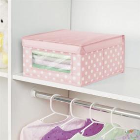 img 2 attached to 📦 Soft Stackable Fabric Closet Storage Organizer Box - Clear Window Lid, Child/Kids Room, Nursery, Playroom - Polka Dot Print - Medium Size, 2 Pack - Pink with White Dots