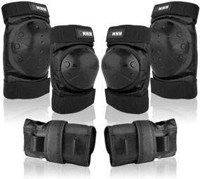img 4 attached to NHH Knee Pads Set - 6 in 1 Protective Gear Set for 🛡️ Kids, Youth, Adults: Knee Pads, Elbow Pads, and Wrist Guards for Men & Women