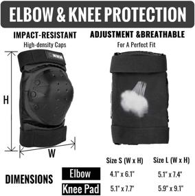 img 1 attached to NHH Knee Pads Set - 6 in 1 Protective Gear Set for 🛡️ Kids, Youth, Adults: Knee Pads, Elbow Pads, and Wrist Guards for Men & Women