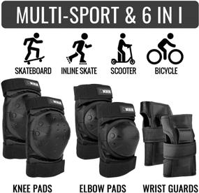 img 3 attached to NHH Knee Pads Set - 6 in 1 Protective Gear Set for 🛡️ Kids, Youth, Adults: Knee Pads, Elbow Pads, and Wrist Guards for Men & Women