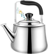 🍵 stainless steel tea kettle for stove top - 2.5 quart whistling teapot with folding handle - food grade teakettle for stovetop, ergonomic & heat proof logo