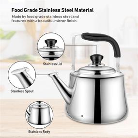 img 3 attached to 🍵 Stainless Steel Tea Kettle for Stove Top - 2.5 Quart Whistling Teapot with Folding Handle - Food Grade Teakettle for Stovetop, Ergonomic & Heat Proof