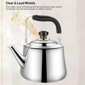 img 1 attached to 🍵 Stainless Steel Tea Kettle for Stove Top - 2.5 Quart Whistling Teapot with Folding Handle - Food Grade Teakettle for Stovetop, Ergonomic & Heat Proof