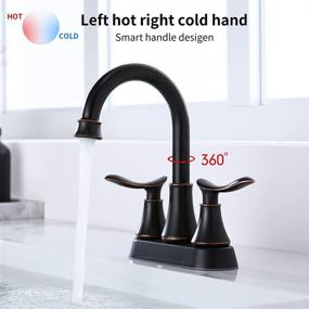 img 3 attached to 🚰 GELE Oil Rubbed Bronze Bathroom Faucet with Pop-up Drain & Supply Hoses - 360° High Arc Swivel Spout Centerset Vanity Sink Faucet 4009-ORB