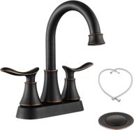 🚰 gele oil rubbed bronze bathroom faucet with pop-up drain & supply hoses - 360° high arc swivel spout centerset vanity sink faucet 4009-orb logo