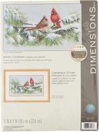 🧵 dimensions winter cardinals counted cross stitch kit, 16 count dove grey aida fabric, 15x9 inches logo