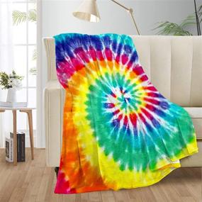 img 3 attached to 🎨 Colorful Tie Dye Throw Blanket - King Dare Soft Fleece Blankets for Kids/Youth/Adults, 50x60 inch