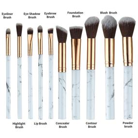 img 3 attached to 🌸 XIMAJIA Marble Makeup Brush Set 10 with Brush Holder and 3 Makeup Sponge with Metal Holder - Premium Synthetic Foundation Brushes for Blending Face Powder, Eye Shadows - Rose Gold Makeup Brushes Kit