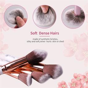 img 2 attached to 🌸 XIMAJIA Marble Makeup Brush Set 10 with Brush Holder and 3 Makeup Sponge with Metal Holder - Premium Synthetic Foundation Brushes for Blending Face Powder, Eye Shadows - Rose Gold Makeup Brushes Kit