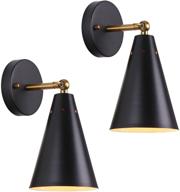 🌼 mwz modern black wall sconces lighting: 2 pack gold rustic wall sconce fixture - farmhouse wall lamp with simplicity bronze finish arm swing - ideal industrial wall lights for bedroom, living room, reading, kitchen логотип