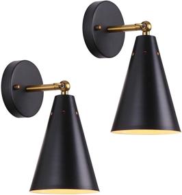 img 4 attached to 🌼 MWZ Modern Black Wall Sconces Lighting: 2 Pack Gold Rustic Wall Sconce Fixture - Farmhouse Wall Lamp with Simplicity Bronze Finish Arm Swing - Ideal Industrial Wall Lights for Bedroom, Living Room, Reading, Kitchen