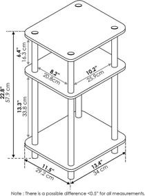 img 3 attached to 🌟 FURINNO Just 3-Tier Turn-N-Tube 2-Pack End Table: Stylish Columbia Walnut/Black Design for Convenience and Functionality