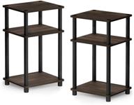 🌟 furinno just 3-tier turn-n-tube 2-pack end table: stylish columbia walnut/black design for convenience and functionality logo