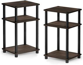 img 4 attached to 🌟 FURINNO Just 3-Tier Turn-N-Tube 2-Pack End Table: Stylish Columbia Walnut/Black Design for Convenience and Functionality