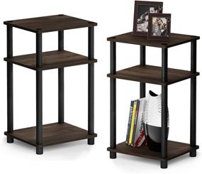 img 2 attached to 🌟 FURINNO Just 3-Tier Turn-N-Tube 2-Pack End Table: Stylish Columbia Walnut/Black Design for Convenience and Functionality