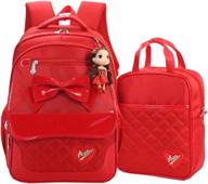 fanci bowknot waterproof elementary backpack: stay trendy and dry with this stylish and functional school bag! logo