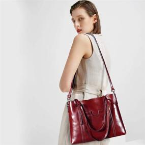 img 3 attached to 👜 S ZONE Genuine Leather Shoulder Capacity Women's Handbags & Wallets: Chic and Spacious Accessories for the Modern Woman