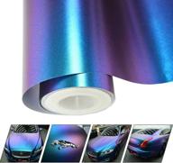 🚗 transform your ride with vinyl frog chameleon vinyl wrap: purple to blue matte metallic vehicle film - stretchable, diy decals, air release - 12''x60'' logo