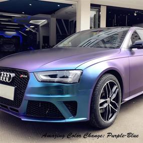 img 2 attached to 🚗 Transform Your Ride with VINYL FROG Chameleon Vinyl Wrap: Purple to Blue Matte Metallic Vehicle Film - Stretchable, DIY Decals, Air Release - 12''x60''