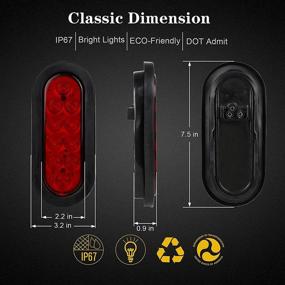 img 3 attached to 🚦 Pack of 2 Oval Red LED Trailer Turn Marker Lights with Waterproof Sealed Surface Mount Grommets Plugs for 12V RV Boat Truck Trailer Brake & Turn Signals, DOT Approved Tail Light Kit