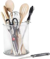 🍴 ybm home mesh stainless steel kitchen utensil holder: organize and access your cooking tools with the simple round cutlery caddy organizer - silver, 1 unit 2375-1 логотип