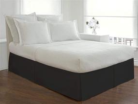 img 2 attached to Hotel Luxury Queen Split Corner Bed Skirt: 16 Inch Drop, Solid Black, 100% Cotton - Premium Hotel Quality