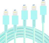📱 зарядные кабели sharllen для iphone: 5 штук нейлоновых оплетенных кабелей lightning для iphone11/xs/max/xr/x/8/8p/7/6/5/ipad/ipod - быстрая зарядка через usb, длинный зеленый шнур логотип