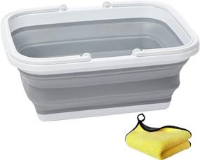 img 4 attached to Collapsible Sink with Handle Towel | AUTODECO | 2.37 Gallon / 9L | Foldable Wash Basin for Dishwashing, Camping, Hiking, and Home Use