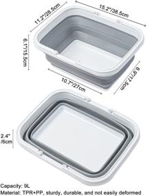 img 2 attached to Collapsible Sink with Handle Towel | AUTODECO | 2.37 Gallon / 9L | Foldable Wash Basin for Dishwashing, Camping, Hiking, and Home Use