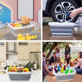 img 3 attached to Collapsible Sink with Handle Towel | AUTODECO | 2.37 Gallon / 9L | Foldable Wash Basin for Dishwashing, Camping, Hiking, and Home Use