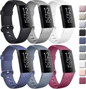 img 4 attached to 🏻 Soft Silicone Replacement Wristbands for Fitbit Charge 4 / Charge 3: 6 Pack Bands for Women Men (Small/Large) - Compatible with Charge 3 SE
