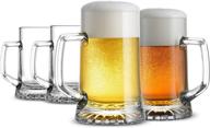 bormioli rocco 4-pack solid heavy large beer glasses with handle - 17.1/4 ounce glass steins: traditional beer mug set for coffee, tea, and everyday cocktails logo