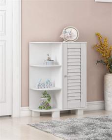 img 2 attached to Furinno Indo Storage Shelf Louver Door Cabinet, White: Stylish and Practical Storage Solution for Any Space