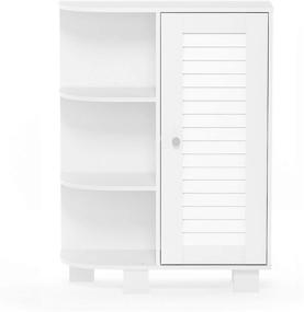 img 1 attached to Furinno Indo Storage Shelf Louver Door Cabinet, White: Stylish and Practical Storage Solution for Any Space