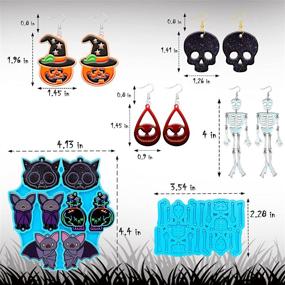 img 3 attached to 🦇 8 Pair Halloween Resin Molds - Bat & Skull Shape Dangle Earring Silicone Casting Molds with 40 Pcs Earring Hook and 40 Pcs Open Jump Ring for DIY Craft Making, Earring Pendant