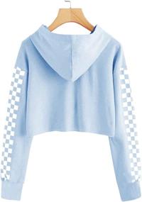 img 2 attached to 👚 Plaid Long Sleeved Girls' Crop Top Sweatshirts with Hood
