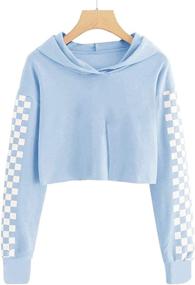 img 3 attached to 👚 Plaid Long Sleeved Girls' Crop Top Sweatshirts with Hood
