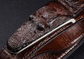 img 3 attached to 🐊 Alligator and Crocodile Cowhide Belts with Buckles – Premium Men's Belt Accessories