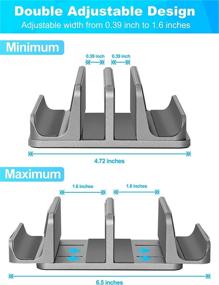 img 2 attached to 🖥️ JARLINK Adjustable Vertical Laptop Stand - Space-saving Desktop Stand with 2 Slots (up to 17.3 inches) - Compatible with MacBook Pro/Air/Surface - Gray