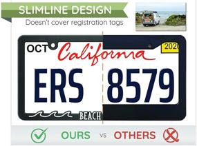 img 1 attached to 🏖️ Spiffy Beach Please License Plate Frame: Vibrant Raised Lettering, Heavy Duty Polyurethane, Made in The USA, Fits USA/CAN Vehicles!