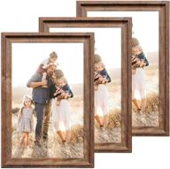 🖼️ set of 3 vintage brown 13x19 frames - rustic art style - perfect for tabletop display or wall mounting with included hardware логотип