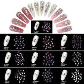 img 3 attached to 💎 Ultimate Nail Art Rhinestones Set: 1640pcs Multi-Shape AB Crystal Gems, Flat Back Glass Jewels for Stunning Nails, Decorations & Fashion Accessories