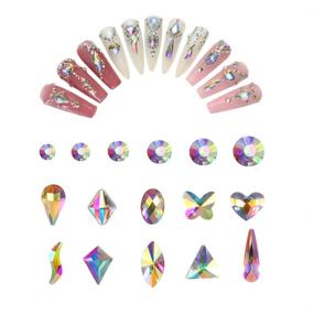 img 4 attached to 💎 Ultimate Nail Art Rhinestones Set: 1640pcs Multi-Shape AB Crystal Gems, Flat Back Glass Jewels for Stunning Nails, Decorations & Fashion Accessories