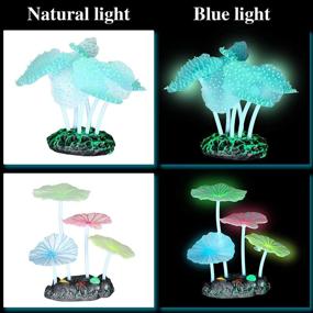 img 1 attached to Glowing Fish Tank Decorations: 8-Piece Set of Frienda Plants – Kelp, Sea Anemone, Coral, Jellyfish, Lotus Leaf, Mushroom – Aquarium Glow Ornament