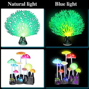 img 3 attached to Glowing Fish Tank Decorations: 8-Piece Set of Frienda Plants – Kelp, Sea Anemone, Coral, Jellyfish, Lotus Leaf, Mushroom – Aquarium Glow Ornament