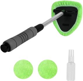 img 4 attached to X XINDELL Windshield Cleaner - Microfiber Car Window Cleaning Tool with Extendable Handle, Washable Reusable Cloth Pad Head - Auto Interior & Exterior Glass Wiper Car Glass Cleaner Kit (Extendable)