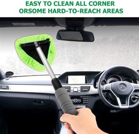 img 1 attached to X XINDELL Windshield Cleaner - Microfiber Car Window Cleaning Tool with Extendable Handle, Washable Reusable Cloth Pad Head - Auto Interior & Exterior Glass Wiper Car Glass Cleaner Kit (Extendable)