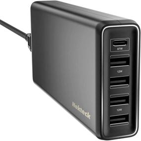 img 4 attached to Nekteck 111W Зарядное устройство для USB C станции с портом доставки питания Type C 87W и портом USB-A - совместимо с MacBook Pro 2018, Surface Book, Dell XPS, ThinkPad, iPhone 11 Pro Max, Pixel XL - идеально подходит для дома, офиса и путешествий.