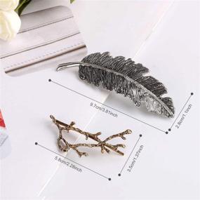 img 2 attached to 🦋 Stylish Women's Barrettes: Fascigirl 8pcs Metal Hairpins in Golden and Silver, featuring Butterfly Hair Clips with Tree Branch Alloy, Geometrical Moon Circle, and Bowknot Hair Circle Design (Branch feathers)